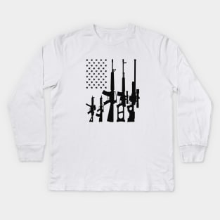 Gun - Guns in American Flag Kids Long Sleeve T-Shirt